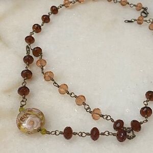 Artisan Crafted Brown and Light Orange Bead Necklace